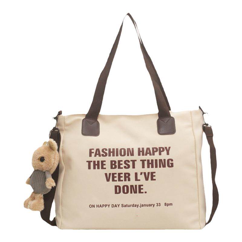 帆布单肩女包大学生上课托特包大容量手提包外出游玩笔记本收纳包