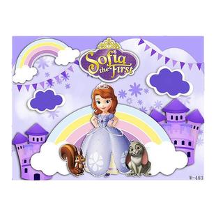 苏菲亚女宝生日宴甜品台背景墙装饰海报周岁百天宴背景布置布定制