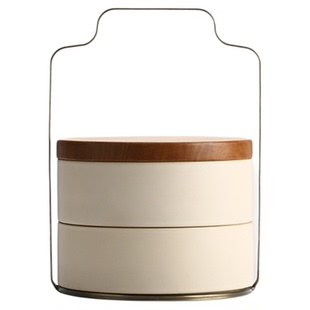 宜集堂中古风干果盘盒带盖陶瓷水果盘高端精致围炉煮茶客厅双层