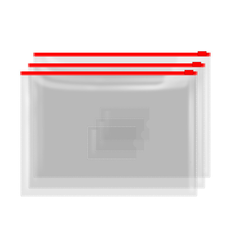 100个装透明塑料PVC拉链文件袋 加厚防水票据自封袋定制印logo