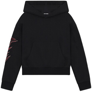 【明星同款】WE11DONE女士截短式西式刺绣修身休闲连帽卫衣