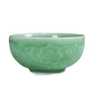 龙泉窑唐宫青瓷家用陶瓷碗餐具米饭碗组合中式浮雕吃饭碗青瓷碗
