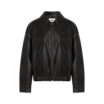 Liilou 26aw off duty 手工擦色做旧 复古翻领休闲宽松皮衣外套