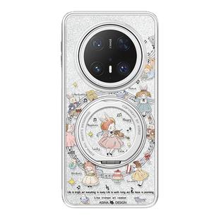 音乐舞会适用华为Mate60Pro手机壳磁吸带支架新款mt70por+支点保护套高级感超薄女好看的可爱mete60防摔全包