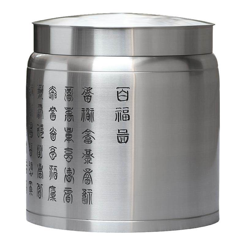 个旧手工锡器99.9%纯锡茶叶罐357克普洱九饼罐百福百寿茶缸9饼缸