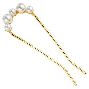 u型发簪珍珠低丸子头盘发神器插梳叉梳金属发卡头发固定夹u形发夹