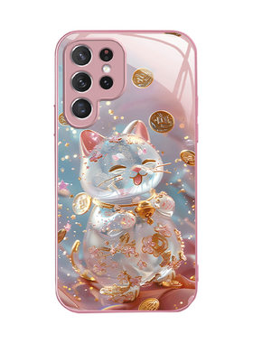 A56苹果17马SamsungS25+三星S23ultra手机壳26加S24fe海豚22u招财猫54玻璃case狐狸55适用16plus女21孔雀15虎