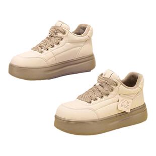 蜘蛛王女鞋秋冬新款加绒小白鞋轻便休闲百搭增高厚底保暖高帮板鞋