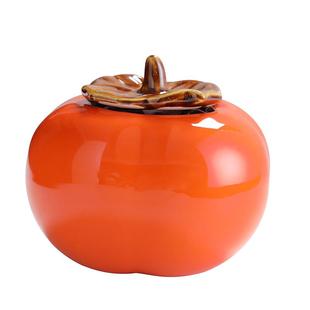 小号陶瓷柿子茶叶罐礼盒装干果糖果密封罐子普洱红茶绿茶空包装盒