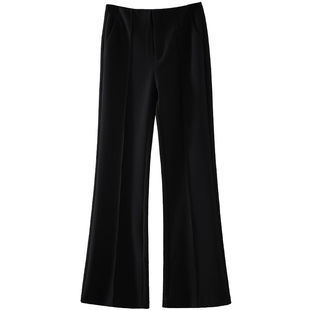 【腿精喇叭裤】娅丽达春季新款黑色裤子女中缝裤线高腰垂感微喇裤