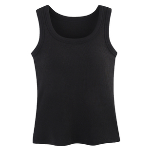 Q803秋冬新款女士螺纹罩杯一体纯色大U领收副乳内搭外穿保暖背心