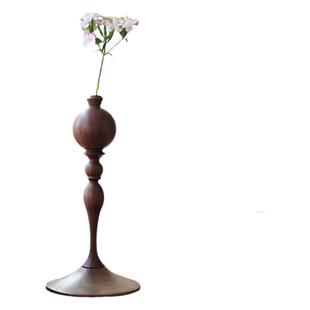 imooo原创家居日式中古实木花瓶干花一枝花木质插花装饰木头花器