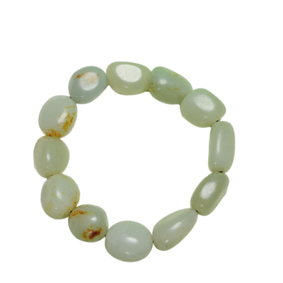 新疆和田玉籽料原石手链鸭蛋青色油青白玉石手串男女珠宝支持鉴定