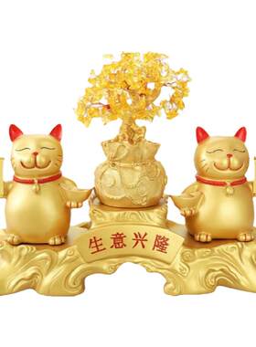 YIKS树脂招财猫前台二维码摆件
