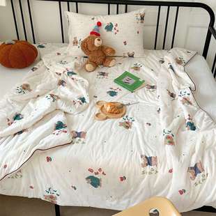 软软der 针织云柔卡通夏空调清新亲裸睡薄被小被肤柔软被子房印花