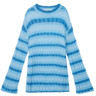 【博主同款】IIIVIVINIKO春季新款马海毛条纹休闲圆领针织衫女