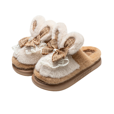 卡通小兔耳朵棉拖鞋女款秋冬季