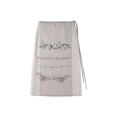 AETNAPROJECT灰色钉珠裹身半裙