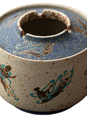 火石红烟灰缸防飞灰家用茶渣缸