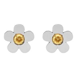 BLACKHEAD&AUBRUINO联名款金银拼色花朵装饰钛钢耳钉气质新潮耳饰