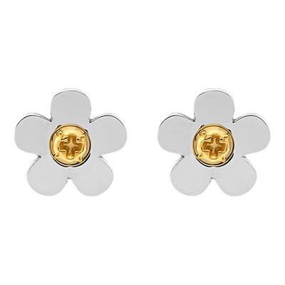 BLACKHEAD&AUBRUINO联名款金银拼色花朵装饰钛钢耳钉气质新潮耳饰