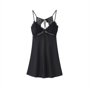 黑色带胸垫夏季睡裙女丝绸性感吊带冰丝睡衣2026正流行春秋纯欲风
