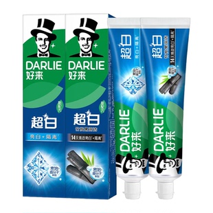 原黑人牙膏2支茶倍健超白竹炭薄荷清新口气家庭装国货白桃味茉莉