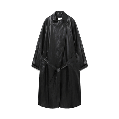 西町村屋简约休闲感风衣女2026春新款长款舒适大衣外套XHAD10326