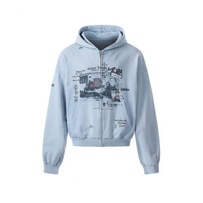 DARKAGE原创破洞水洗连帽卫衣