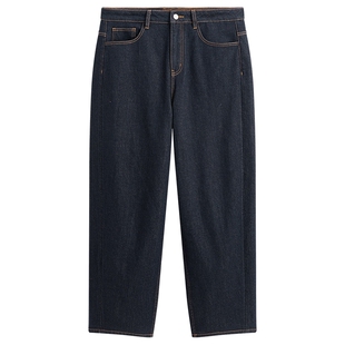 【明线】太平鸟男装牛仔裤26春季新款宽松小弯刀撞色原牛复古水洗