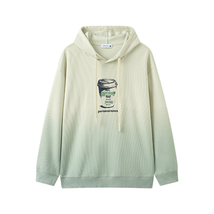 快鱼连帽卫衣男款青少年2026春季新款时尚渐变色设计感上衣男款