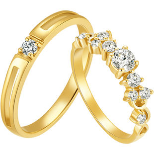 TSING轻珠宝【为爱加冕】999足金培育钻石黄金对戒情侣情人节礼物