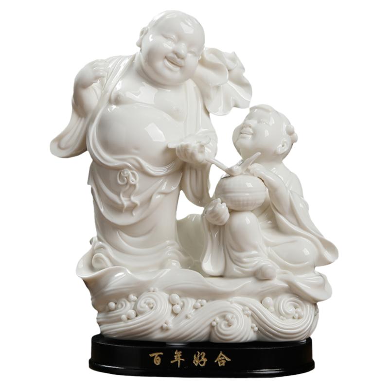 戴玉堂陶瓷和摆件百年好合佛像德化白瓷客厅工艺新婚礼物家居饰品