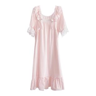 BIEN带胸垫纯棉睡裙女春秋季学生可爱甜美公主宫廷家居服法式新款