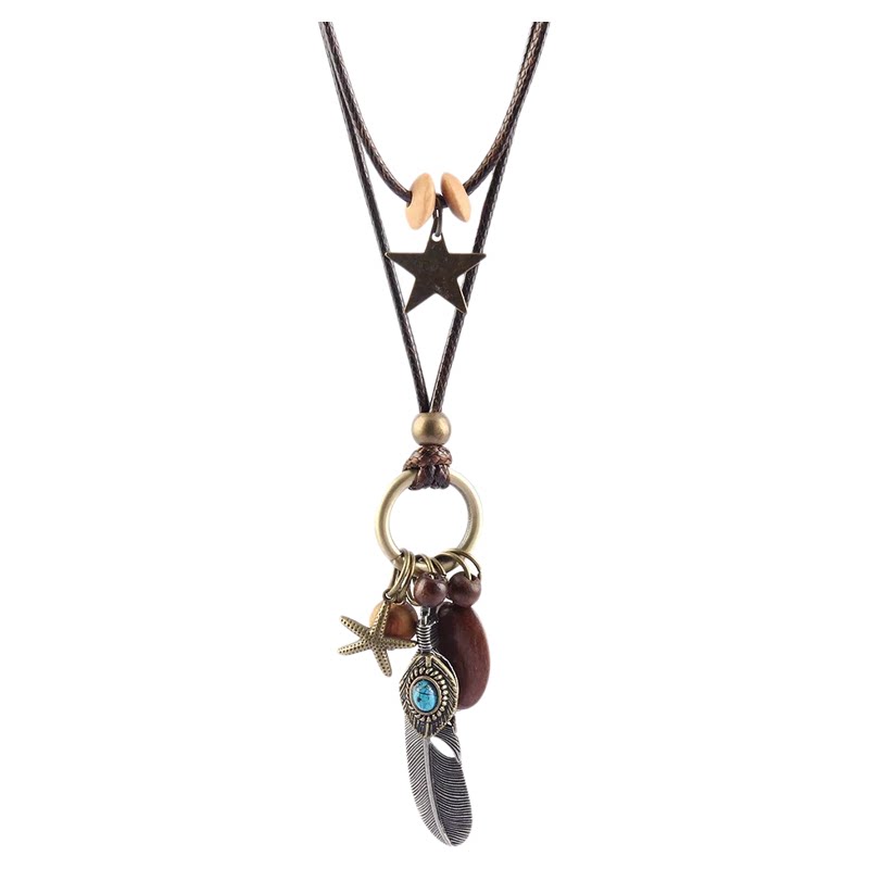 嘻哈美式十字架羽毛情侣项链羽毛