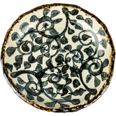 日本进口冰裂手作唐草纹双耳大钵