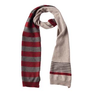 圣雪绒100%山羊绒日系条纹针织围巾轻薄保暖