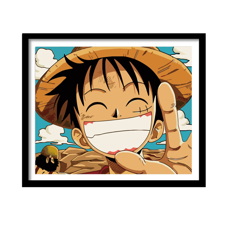 卡通动漫钻石画满钻新款2025海贼王路飞简单小幅点贴钻十字绣卧室