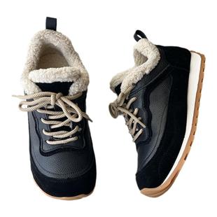 头层牛皮羊羔毛学院阿甘鞋运动保暖棉鞋舒适加绒德训鞋真皮平底鞋