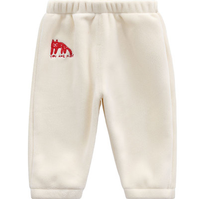 宝宝双面奥粒绒秋冬保暖外出裤子