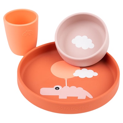 Little现货 丹麦donebydeer SS25婴幼儿宝宝碗碟杯套装食品级硅胶