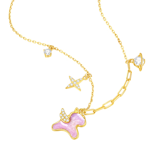 周大生飞天小马项链女S925纯银荧光珐琅首饰生肖本命年礼物送女友