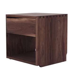 山隐造物自然边床头柜黑胡樱桃原实木抽屉柜卧室客厅侘寂风家具