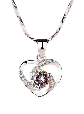 永恒之心S999足银项链心形锁骨链