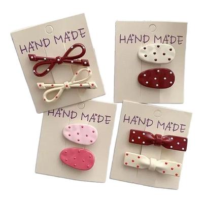 韩版波点蝴蝶结发夹女侧边夹子