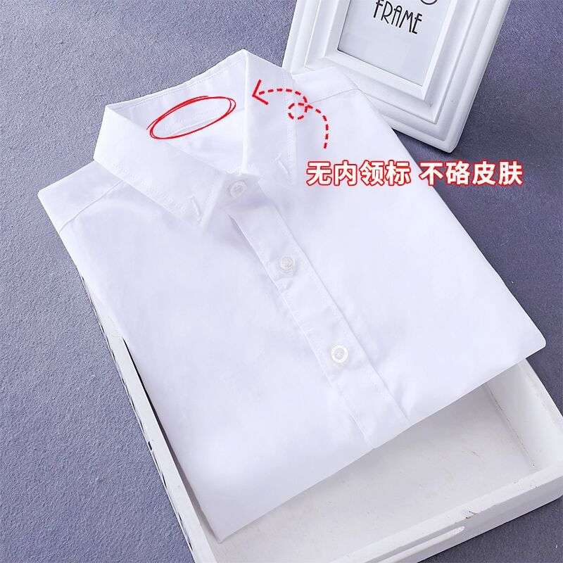 男童衬衫长袖大童棉校服儿童春秋学生女孩礼服演出上衣白色衬衣