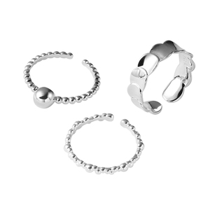 s925纯银鱼鳞戒指女圆珠波浪简约个性设计小众细款开口可调节指环