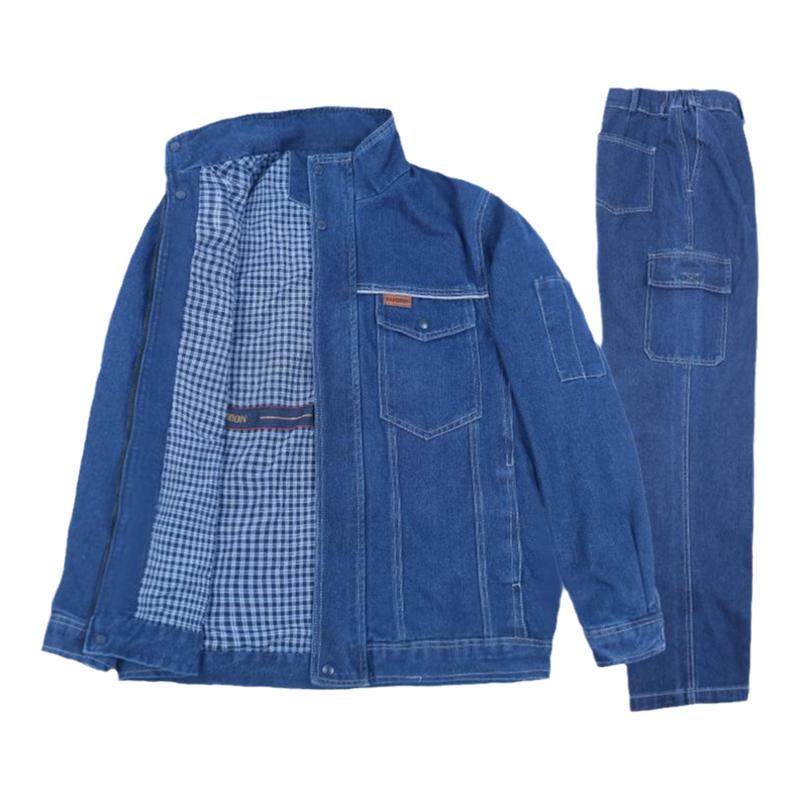 牛仔电焊工作服套装男双层加厚纯棉劳保服防烫国家电网电工服工装