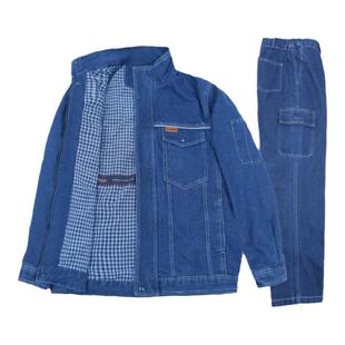牛仔电焊工作服套装男双层加厚纯棉劳保服防烫国家电网电工服工装