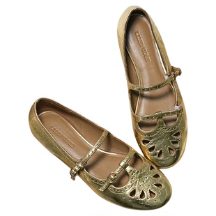 LABERTHREE26春季新品雕花镂空芭蕾舞鞋浅口单鞋日常舒适平底女鞋